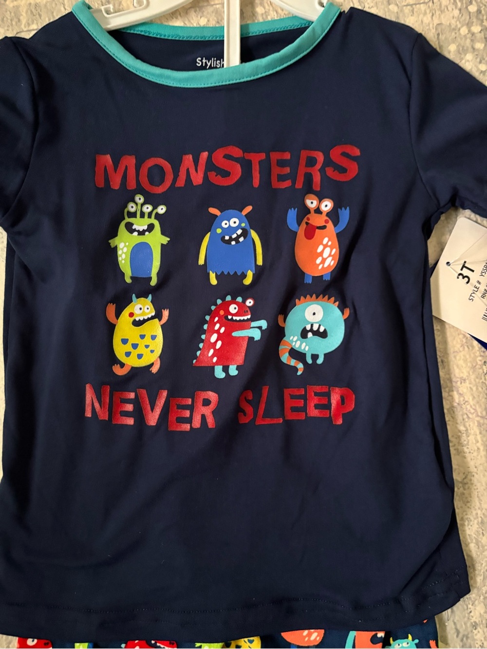 Toddler “Monsters Never Sleep” Pajama Set
